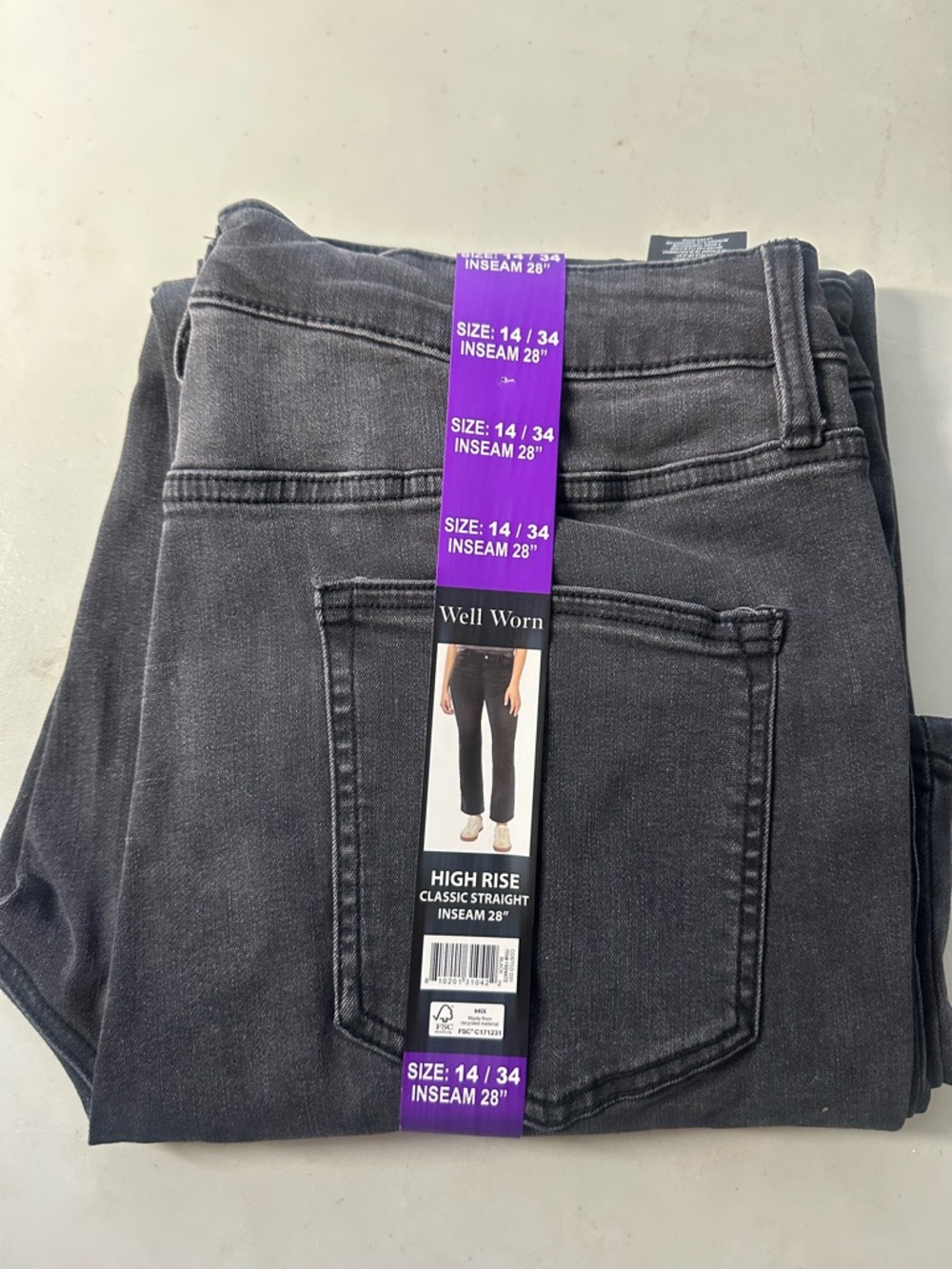 Well Worn High-Rise Classic Straight Jeans - Charcoal